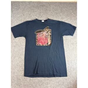 VINTAGE 80s Dolly Parton Shirt Mens Blue Graphic Tee Single Stitch USA Medium